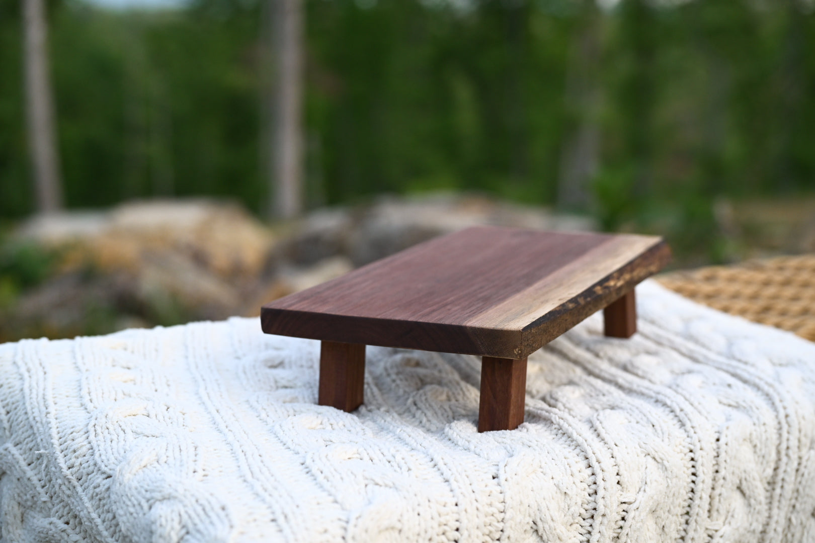 Handmade Walnut Display Riser | Small Wooden Pedestal Tray