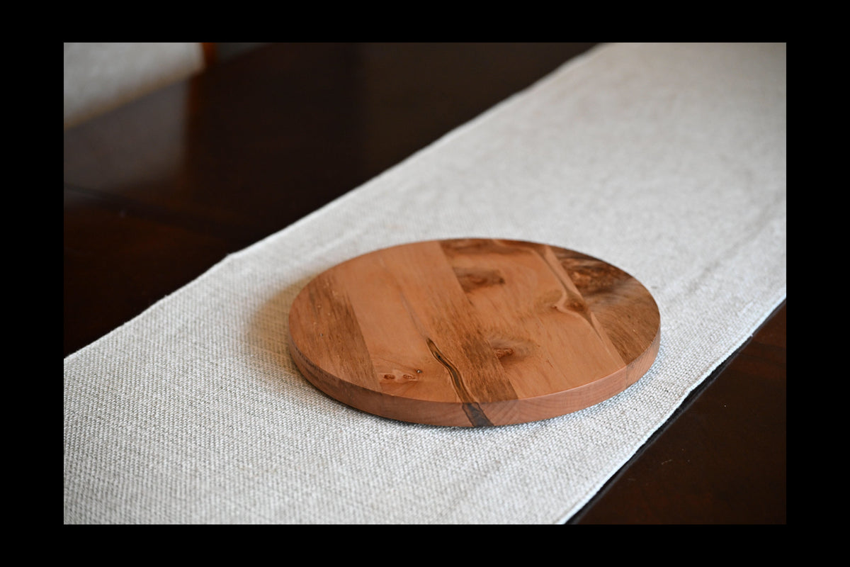 Handcrafted Curly Maple Cheese Tray | Rustic Round Serving Board