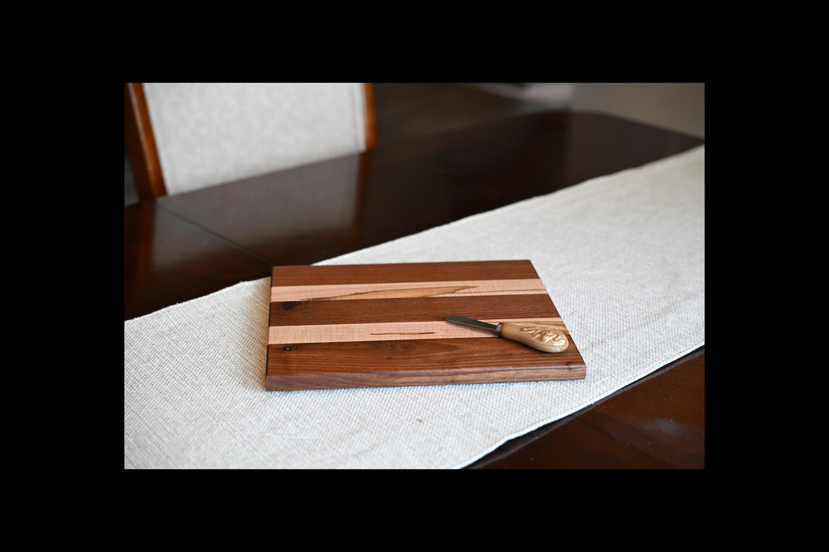 Handcrafted Walnut & Maple Serving Board with Feet