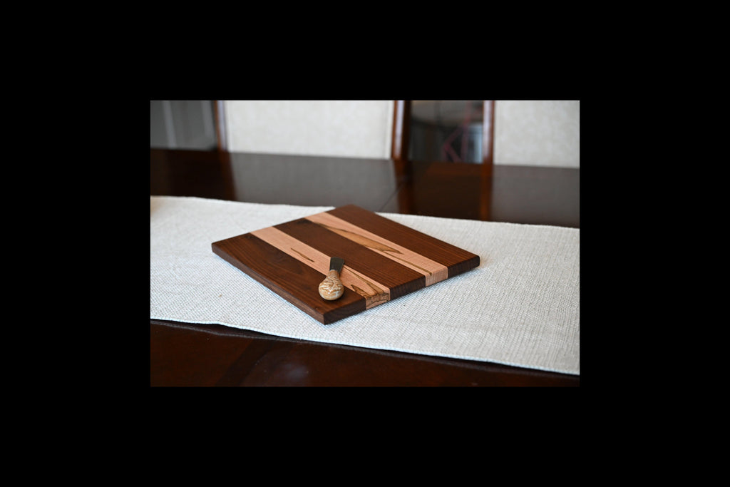 Handcrafted Walnut & Maple Serving Board with Feet