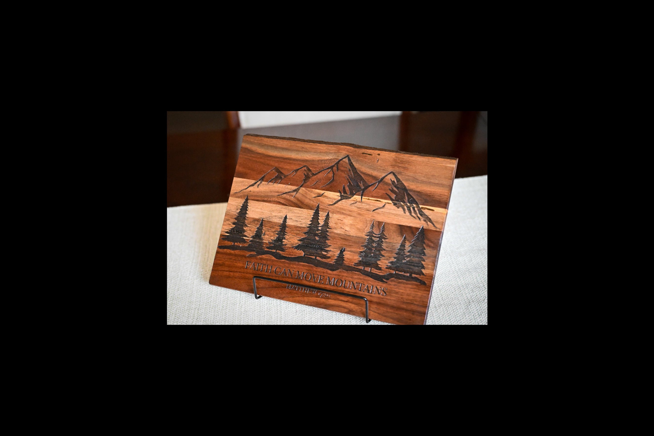 Faith Can Move Mountains Walnut Shelf Sitter