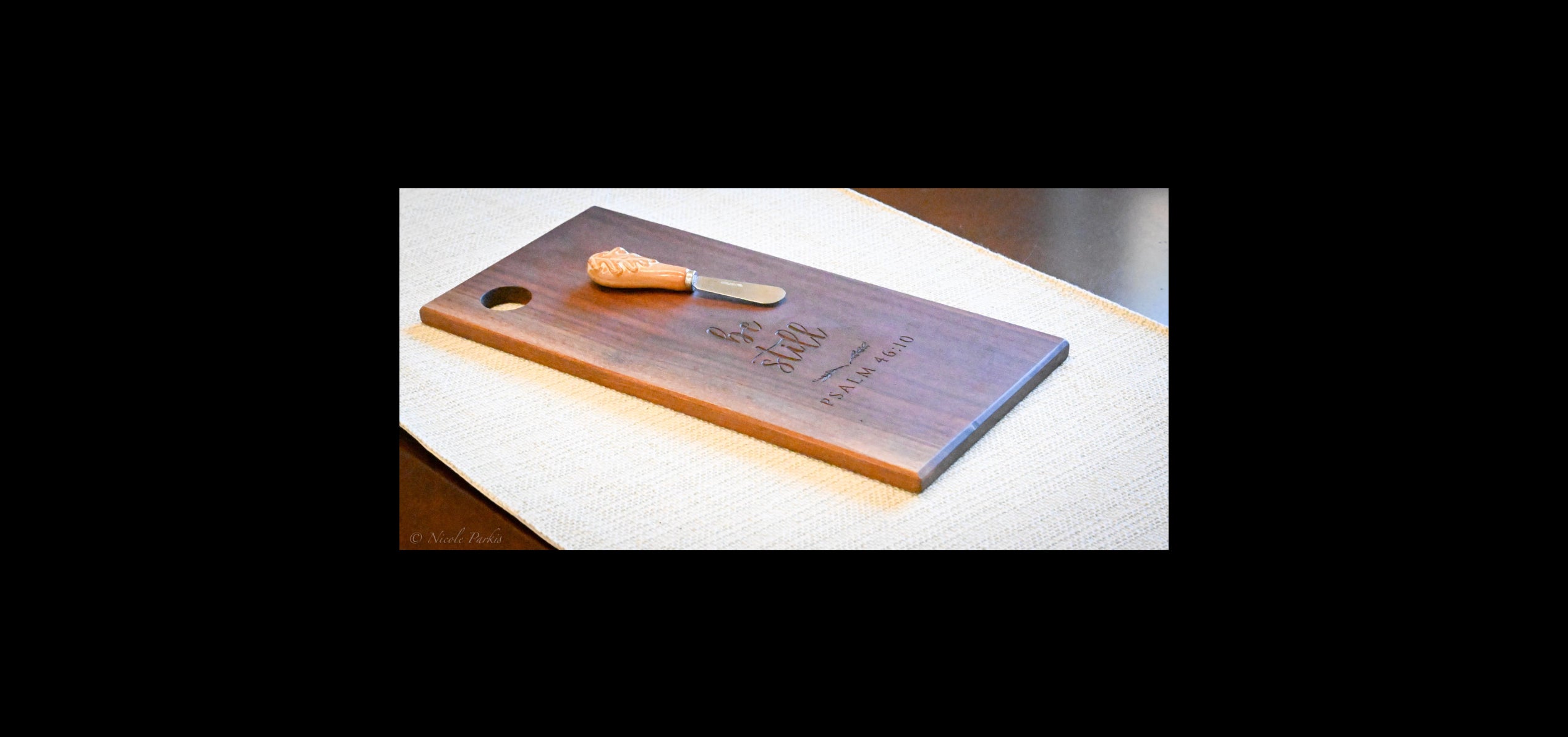 Engraved Walnut Serving Board | Psalm 46:10