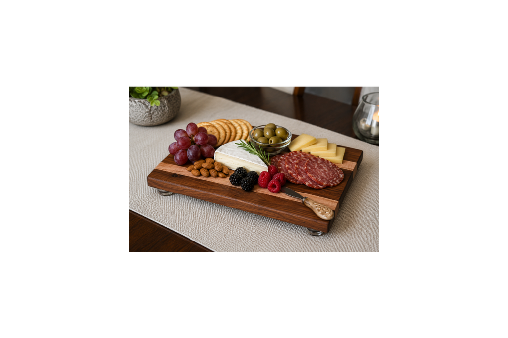 Handcrafted Walnut & Maple Serving Board with Feet