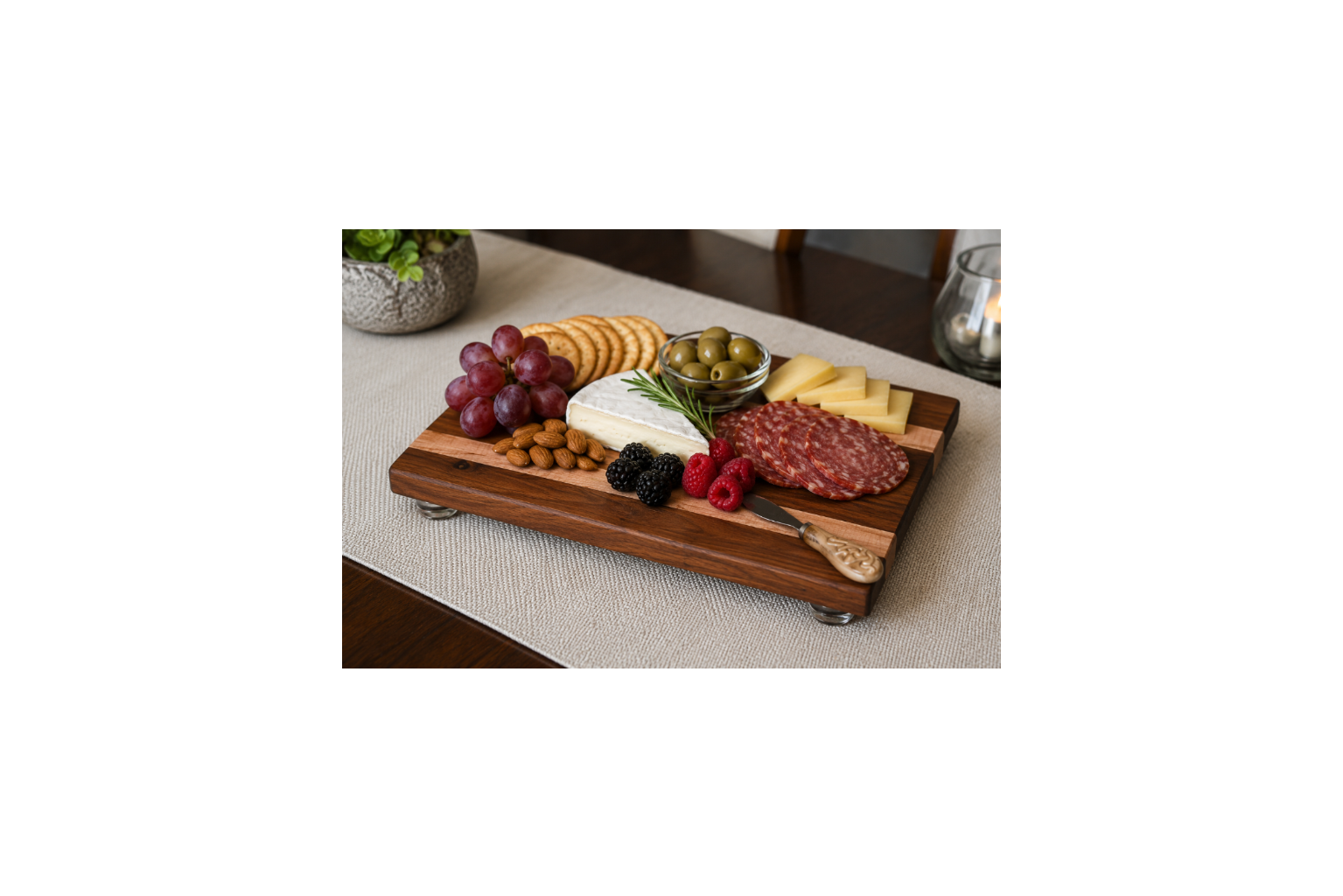 Handcrafted Walnut & Maple Serving Board with Feet